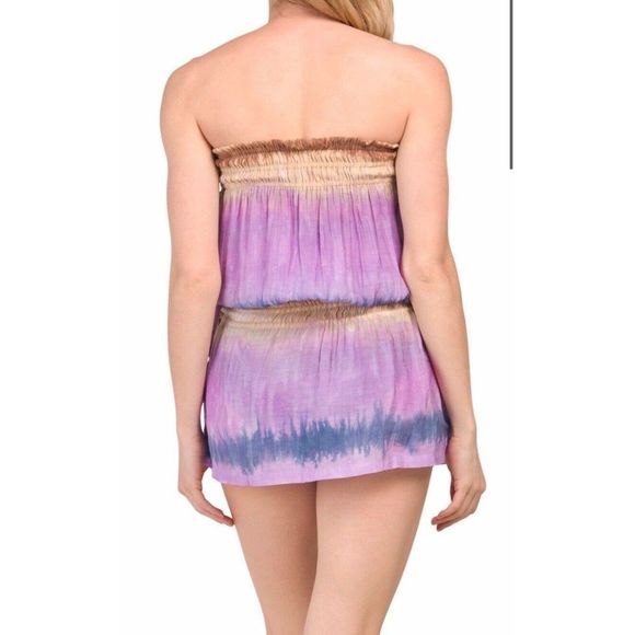 Tiare Hawaii Aina Mini Dress S/M Lilac Ombré Cover Up Swim Strapless Skirt - Picture 3 of 4